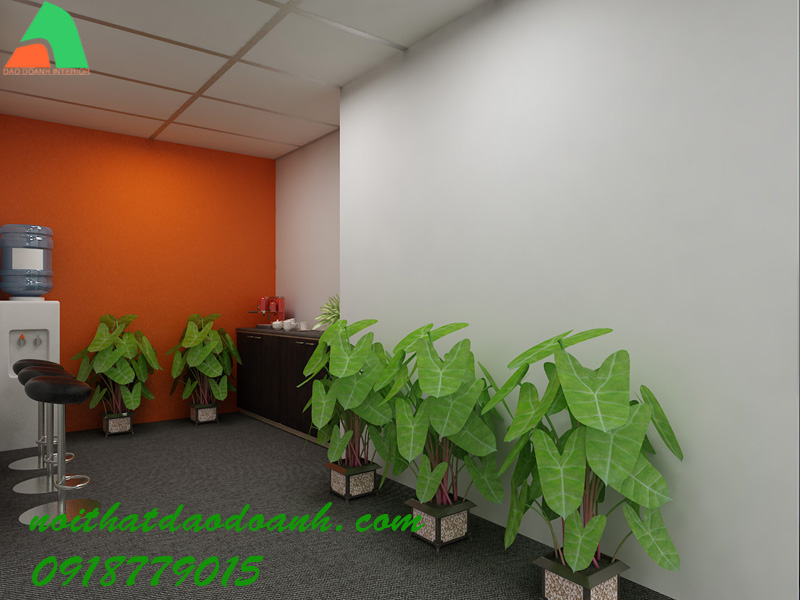 Trang trí cây xanh dọc hành lang văn phòng 