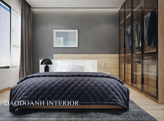 Thiết kế nội thất phòng ngủ sang trọng, hiện đại theo gam màu tối 