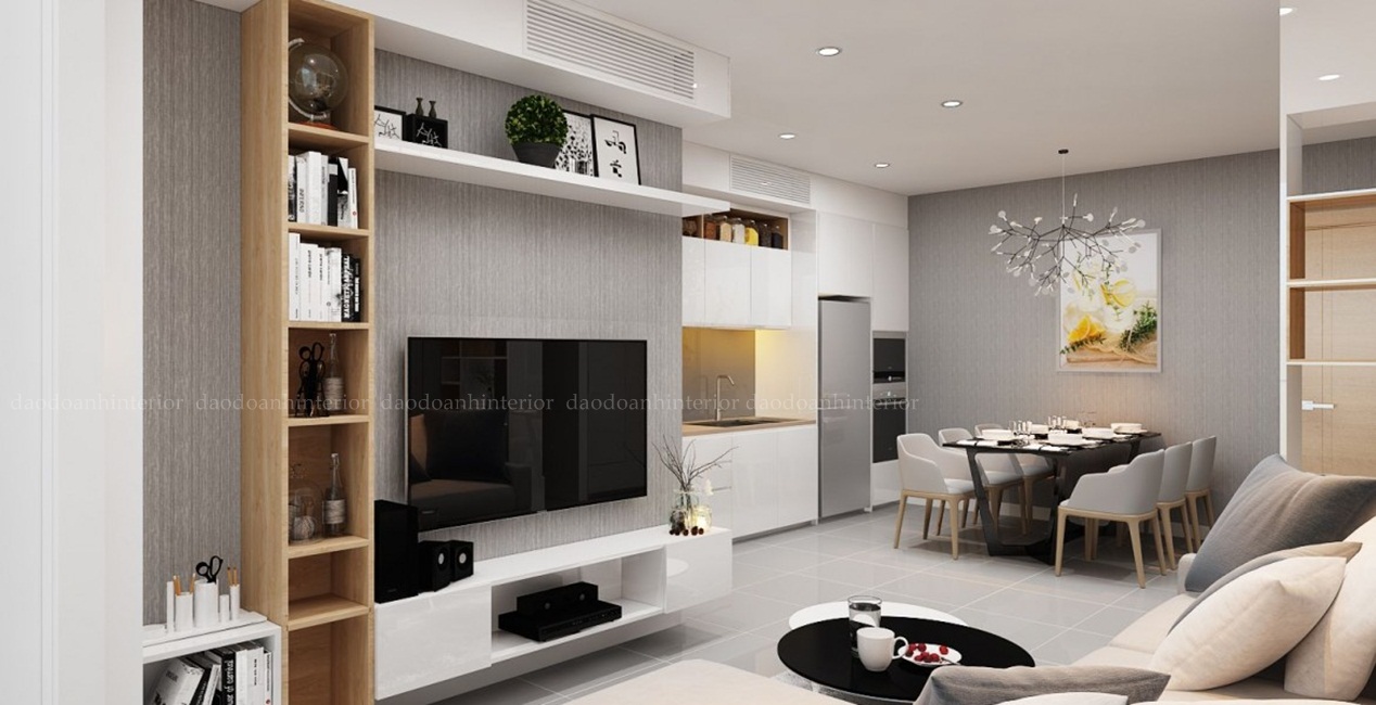thiết kế nội thất phòng khách chọn tông màu sáng hài hòa còn giúp tạo nên một không gian mở