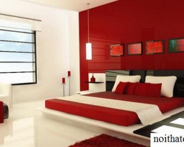 Phòng ngủ nổi bật với màu đỏ sang trọng