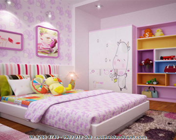 Thiết kế nội thất phòng ngủ xinh xắn cho con gái