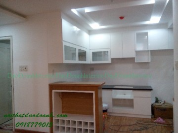 Tủ bếp MDF chống ẩm sơn PU màu trắng mờ TBDD1520