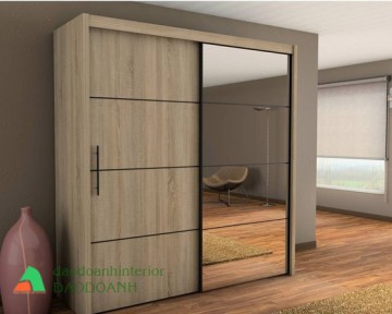 Tủ đựng quần áo bằng gỗ cánh trượt phù hợp cho phòng ngủ nhỏ